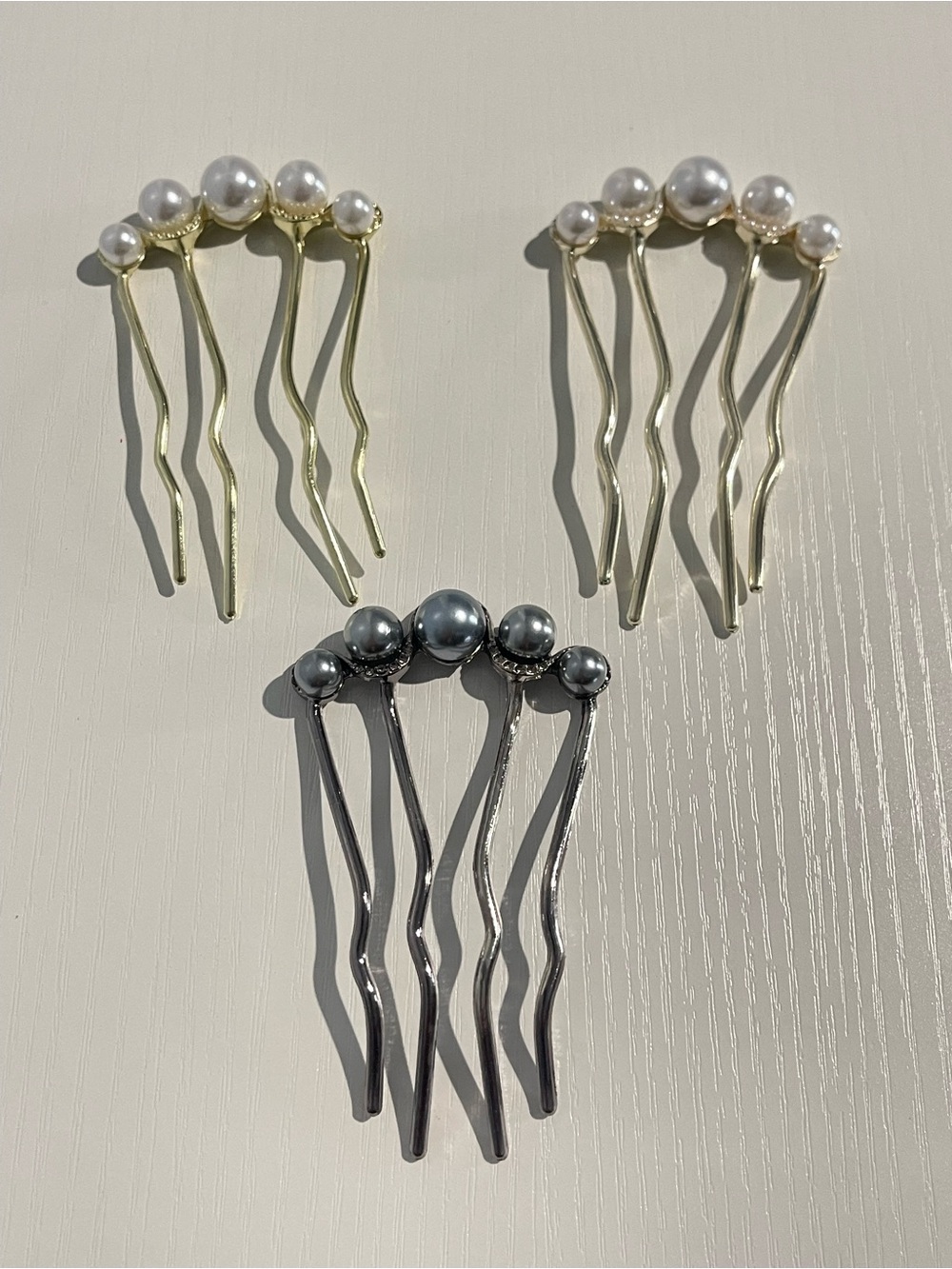 Pearl Cluster Hair Fork - Gold and Silver